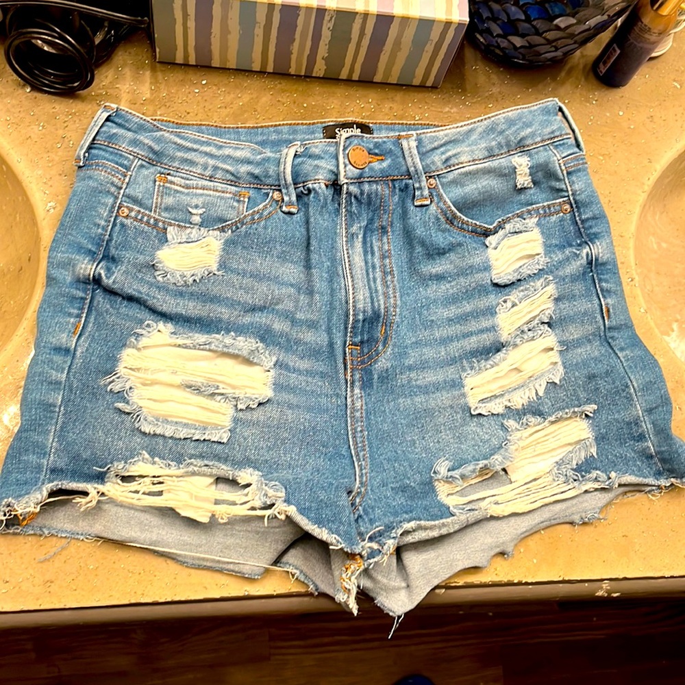 Simple Society 100% Cotton Denim Short Shorts Size 9 in Blue